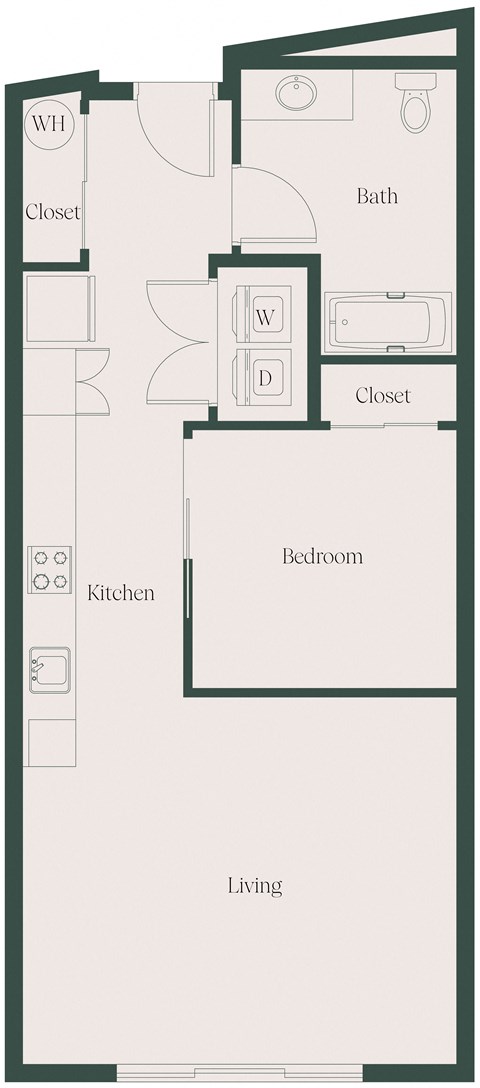 a floor plan of a house with a kitchen and a living room